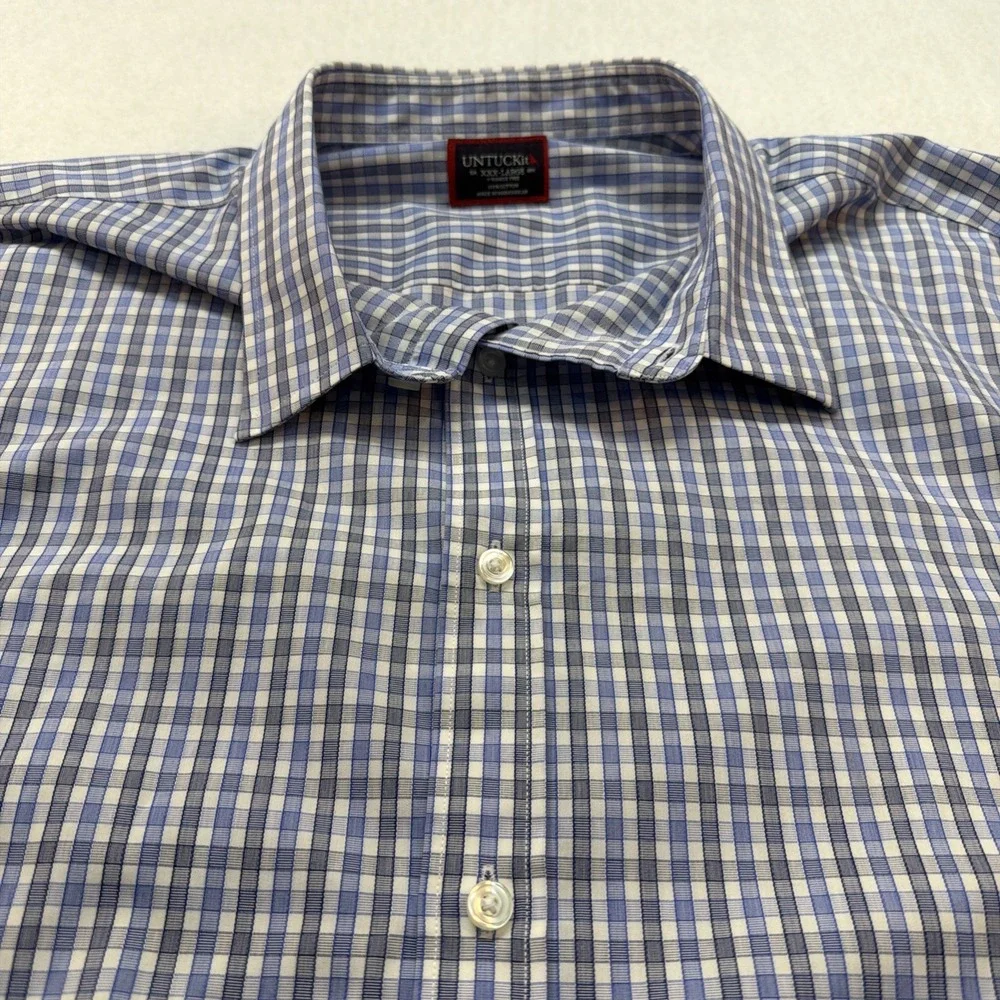 UNTUCKit   Durif WF Reg Fit Men's‎ XXXL  Long Sleeve Button Up Blue Plaid 01096 - Picture 9 of 13